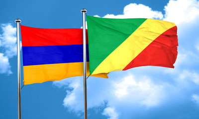 Armenia flag with congo flag, 3D rendering
