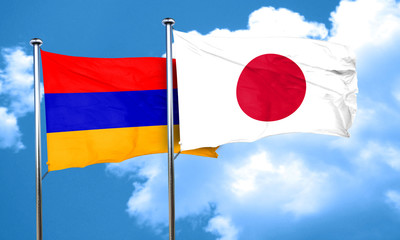 Fototapeta na wymiar Armenia flag with Japan flag, 3D rendering