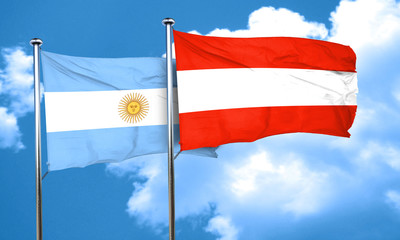 Argentina flag with Austria flag, 3D rendering