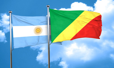 Argentina flag with congo flag, 3D rendering