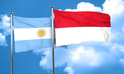 Argentina flag with Indonesia flag, 3D rendering