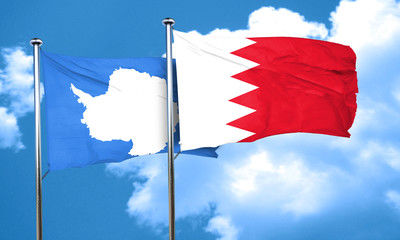 antarctica flag with Bahrain flag, 3D rendering
