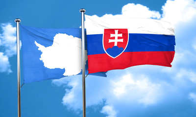 antarctica flag with Slovakia flag, 3D rendering