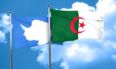 antarctica flag with Algeria flag, 3D rendering