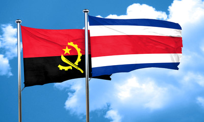 Angola flag with Costa Rica flag, 3D rendering