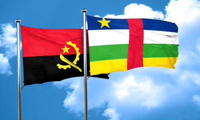 Angola flag with Central African Republic flag, 3D rendering