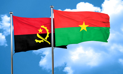 Angola flag with Burkina Faso flag, 3D rendering