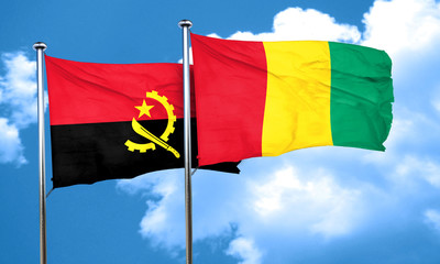 Angola flag with Guinea flag, 3D rendering
