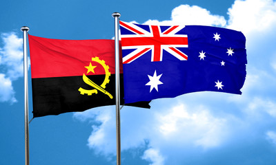 Angola flag with Australia flag, 3D rendering