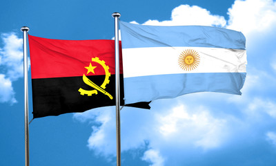 Angola flag with Argentine flag, 3D rendering