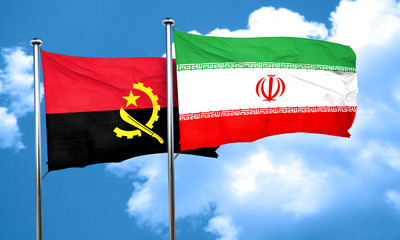 Angola flag with Iran flag, 3D rendering