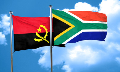 Angola flag with South Africa flag, 3D rendering