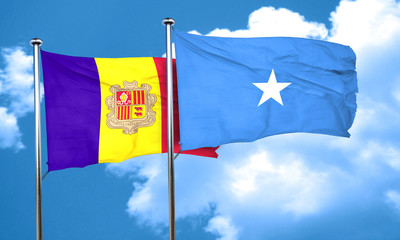 Andorra flag with Somalia flag, 3D rendering