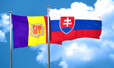 Andorra flag with Slovakia flag, 3D rendering