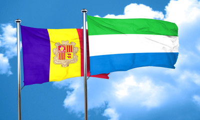 Andorra flag with Sierra Leone flag, 3D rendering