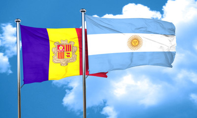 Andorra flag with Argentine flag, 3D rendering