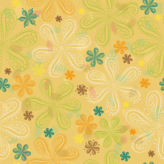 Fototapeta na wymiar Yellow floral seamless pattern