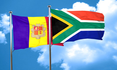 Andorra flag with South Africa flag, 3D rendering