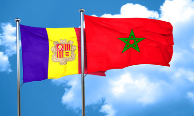 Andorra flag with Morocco flag, 3D rendering
