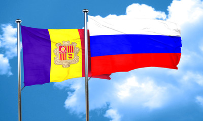 Andorra flag with Russia flag, 3D rendering