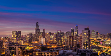 Chicago Downtown panorama at dusk