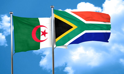 algeria flag with South Africa flag, 3D rendering