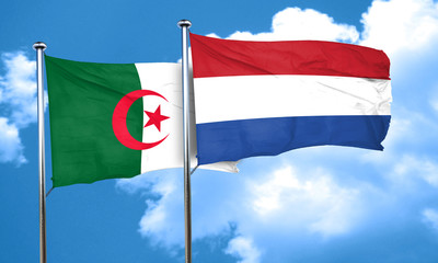 algeria flag with Netherlands flag, 3D rendering