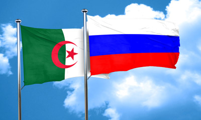 algeria flag with Russia flag, 3D rendering