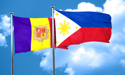 Andorra flag with Philippines flag, 3D rendering