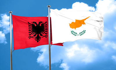 Albania flag with Cyprus flag, 3D rendering