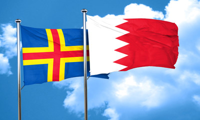 aland islands with Bahrain flag, 3D rendering