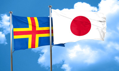 aland islands with Japan flag, 3D rendering