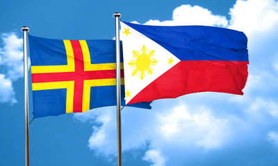 aland islands with Philippines flag, 3D rendering
