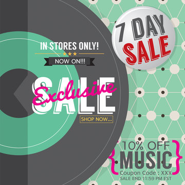 Vinyl Exclusive Sale 7 Days Only For Music Lover Promotion Banner.