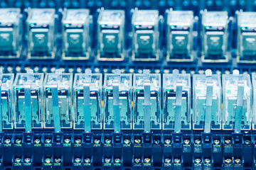 Close up row of Relay actuator
