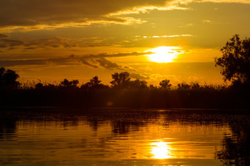 Beautiful sunset in the Danube Delta
