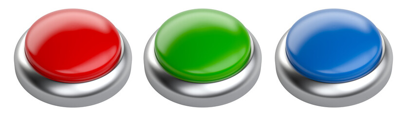 Blank red, green and blue glossy  button set with space for copy