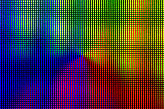 Closeup RGB led diode of led TV and led monitor screen display panel. Colorful led screen for background and design with copy space for text or image.
