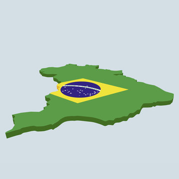 The Brazilian flag in the the shape of Brazil