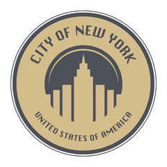 Stamp with name of New York, New York City, United States