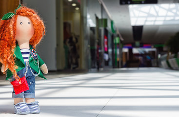 handmade doll with curly red hair