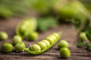 Pods of green peas