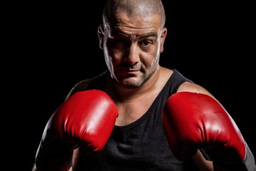 Boxer performing boxing stance