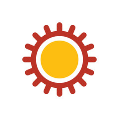 design Sun icon yellow and red color