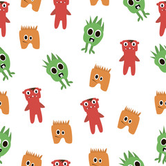 Naklejka premium set of monsters in Flete muzzle funny children painted different pattern