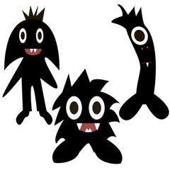 funny monsters painted black, silhouette, pretty, simple