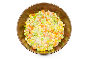 Frozen food carrots and peas