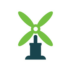 wind turbine icon vector green