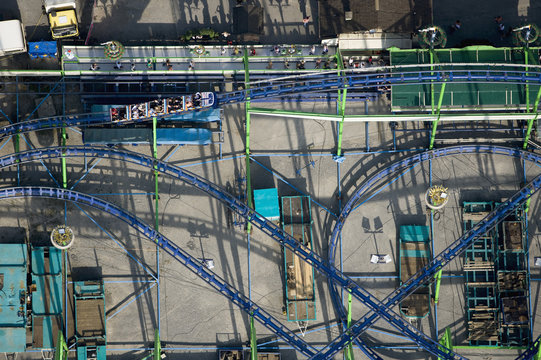 Aerial view of a rollercoaster, Stuttgart, Germany