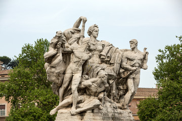 Sculpture at Vittorio Emanuele II Bridge, Rome, Italy.